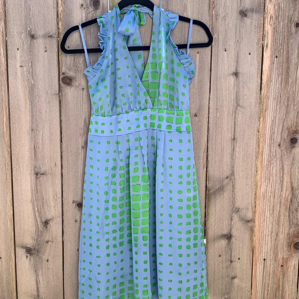 Vibrant Blue & Green Halter Dress